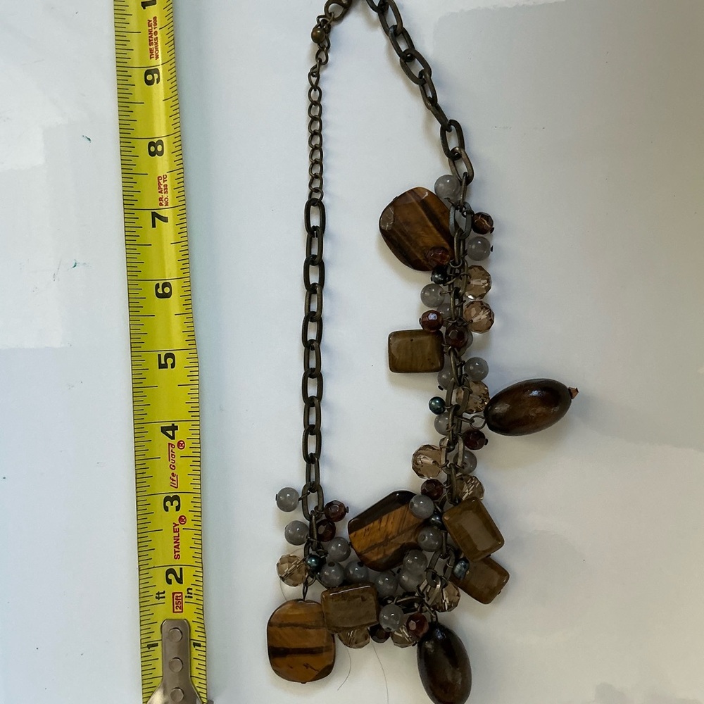 Chunky Multicolor Tiger Eye Statement Necklace - image 2